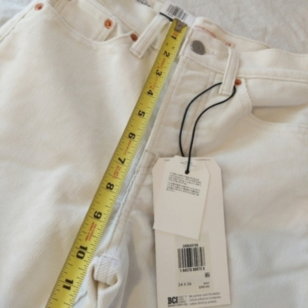 Levi's Wedgie Fit Straight Leg Corduroy Cord High Rise Waisted Jean Pants Tofu - Picture 9 of 11